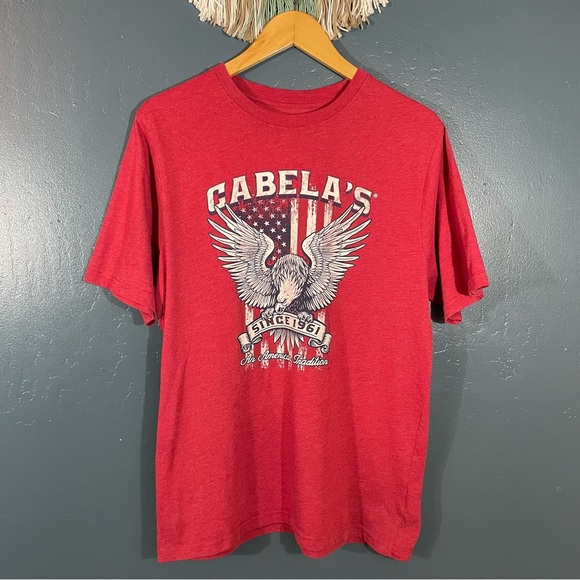 Cabela’s Men’s Red Short Sleeve Crewneck Graphic Tee Size M - Picture 1 of 3